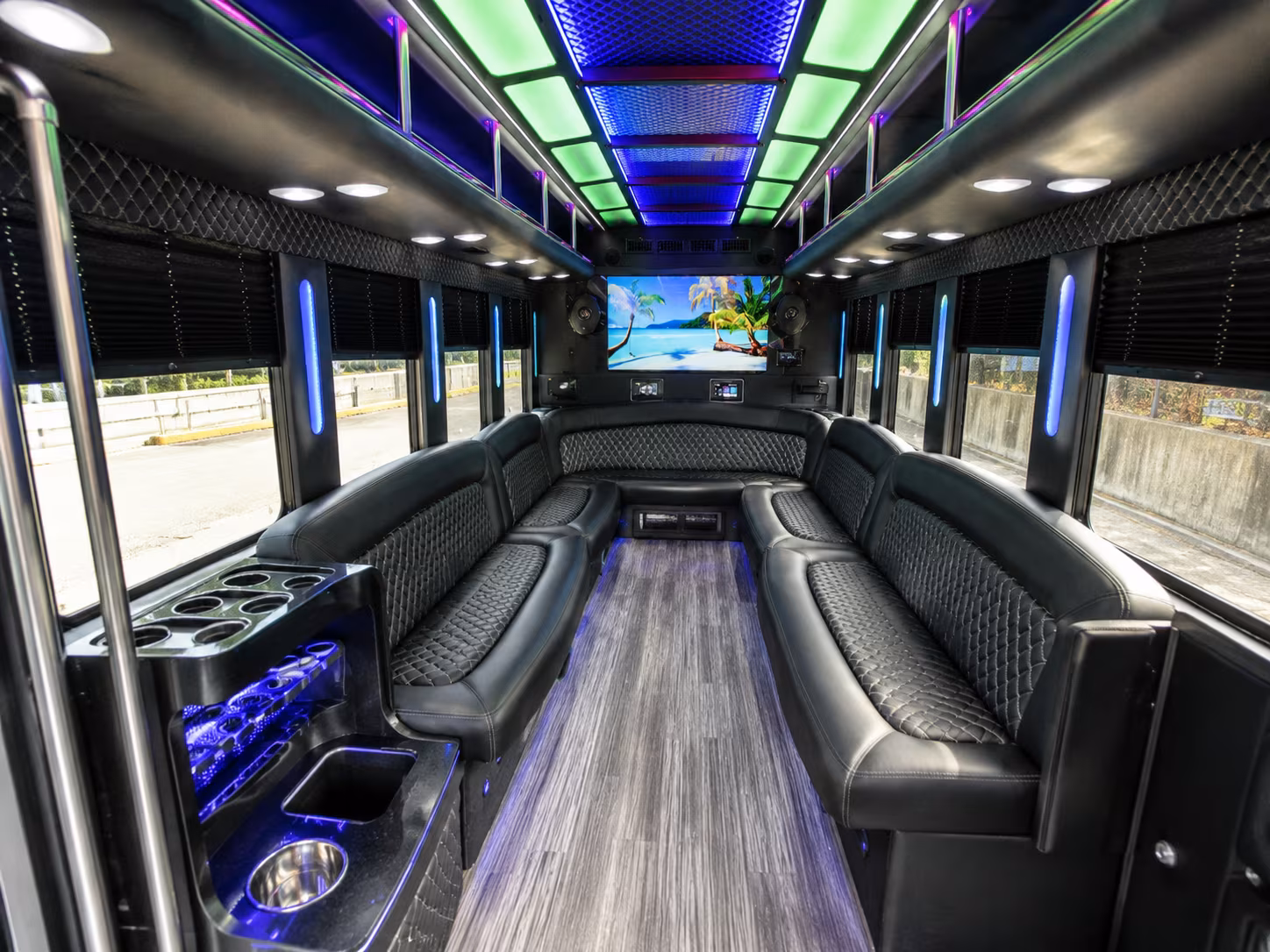 hawthorne 18 passenger party bus inside