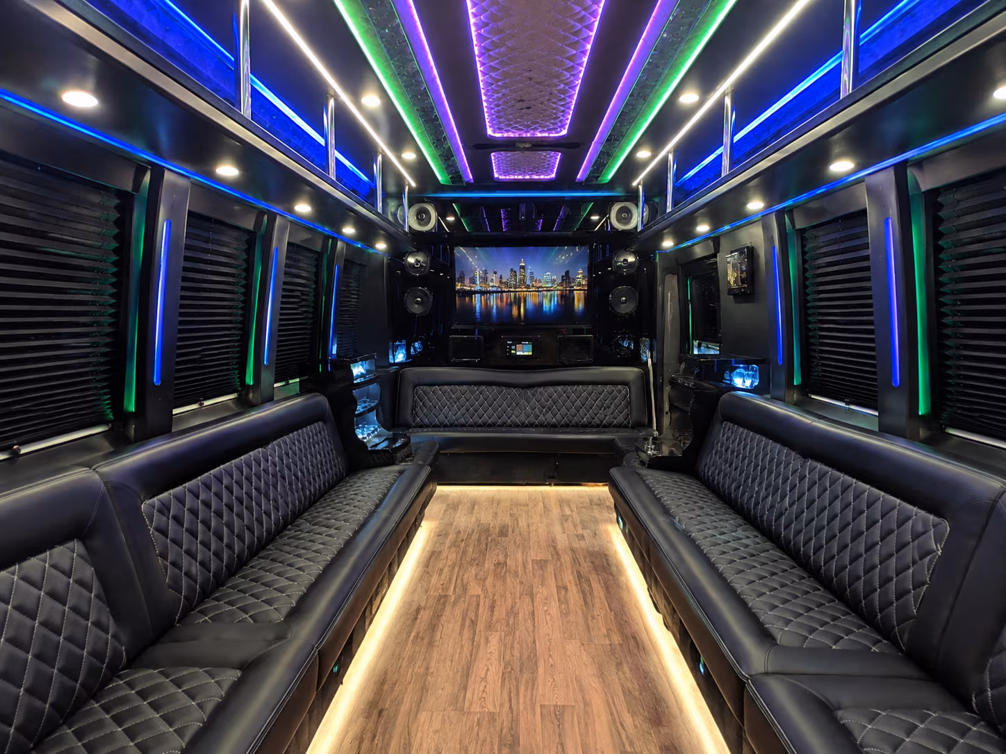 hawthorne 25 passenger party bus interior