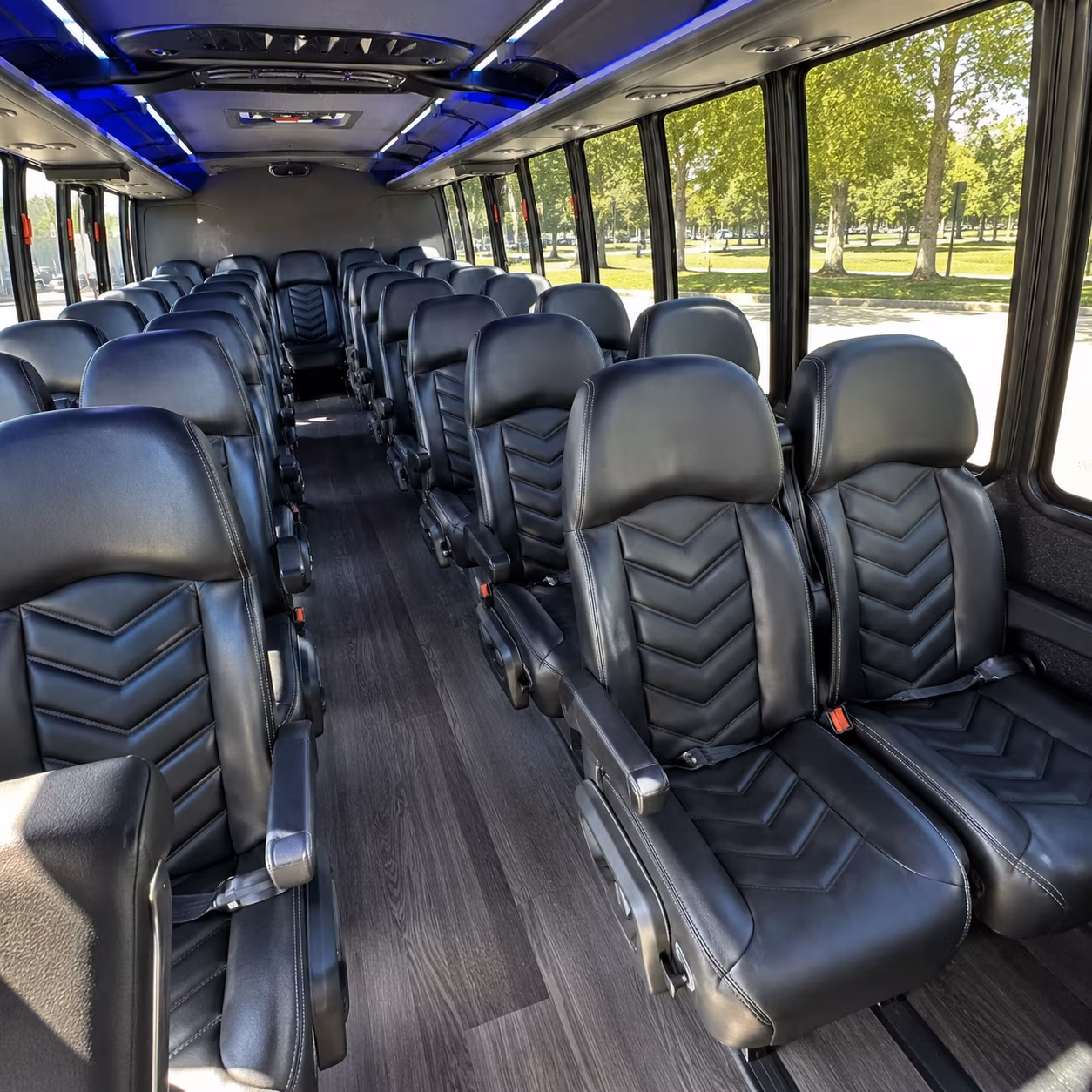 hawthorne 35 passenger minibus inside