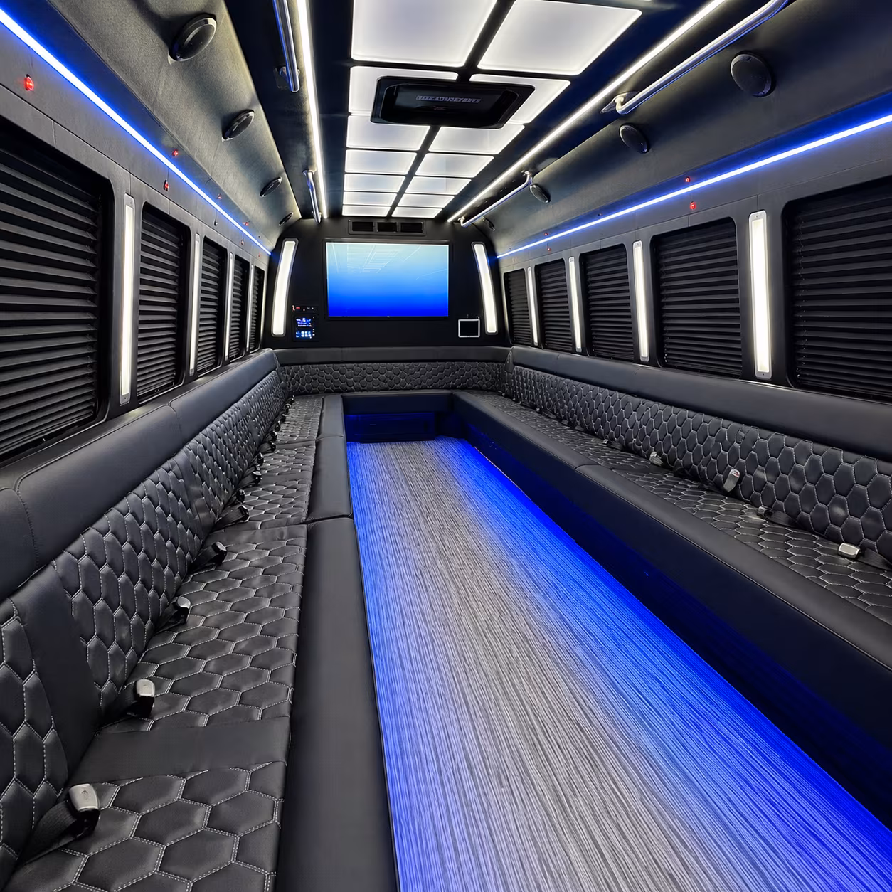 hawthorne 50 passenger party bus inside