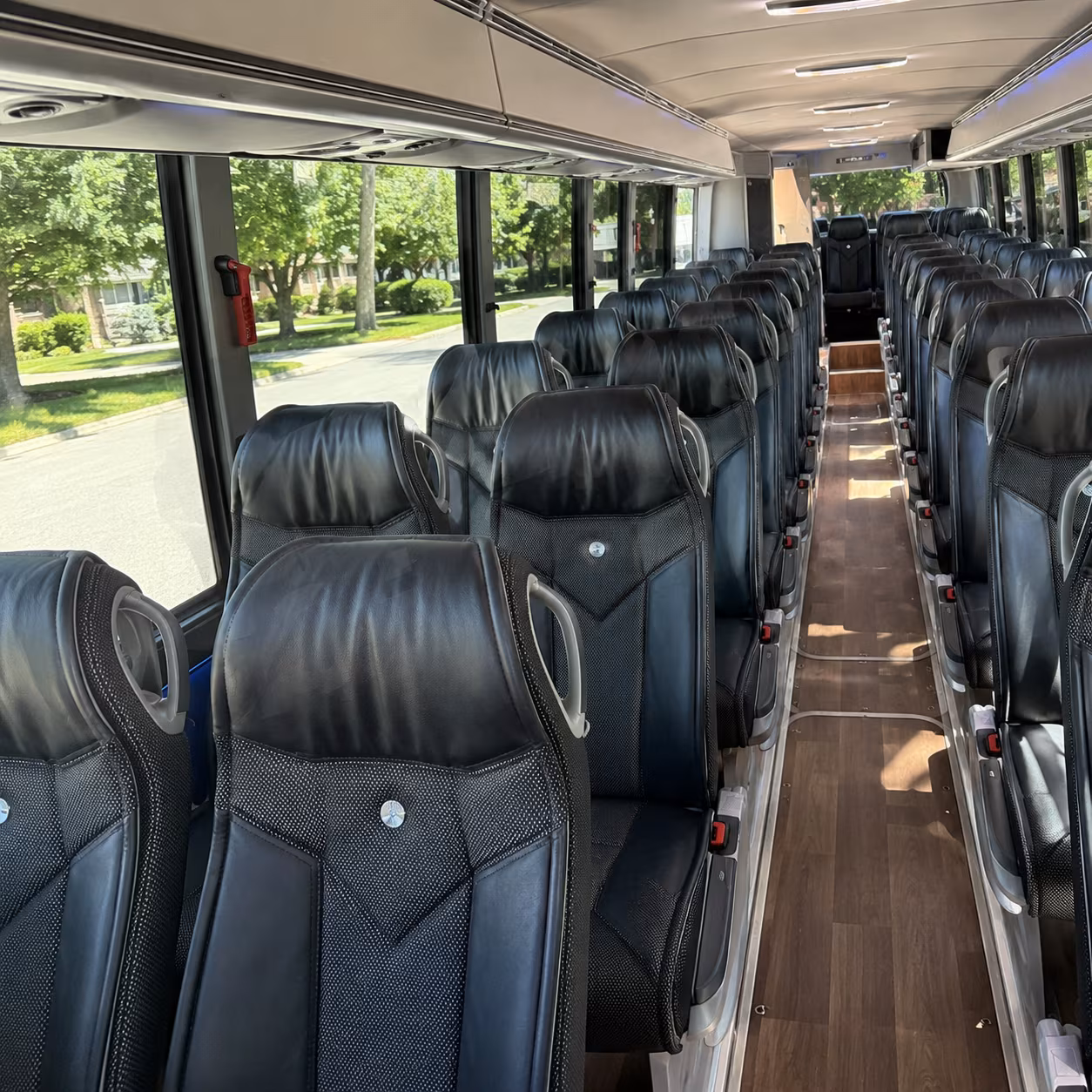 hawthorne 56 passenger charter bus inside